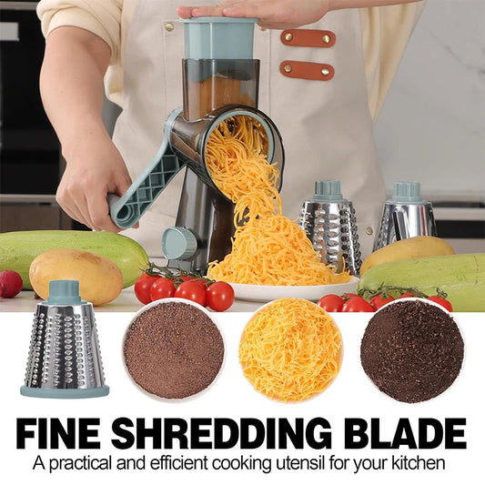 3-in-1 Rotary Cheese Grater — Slice, Shred & Grate in Seconds