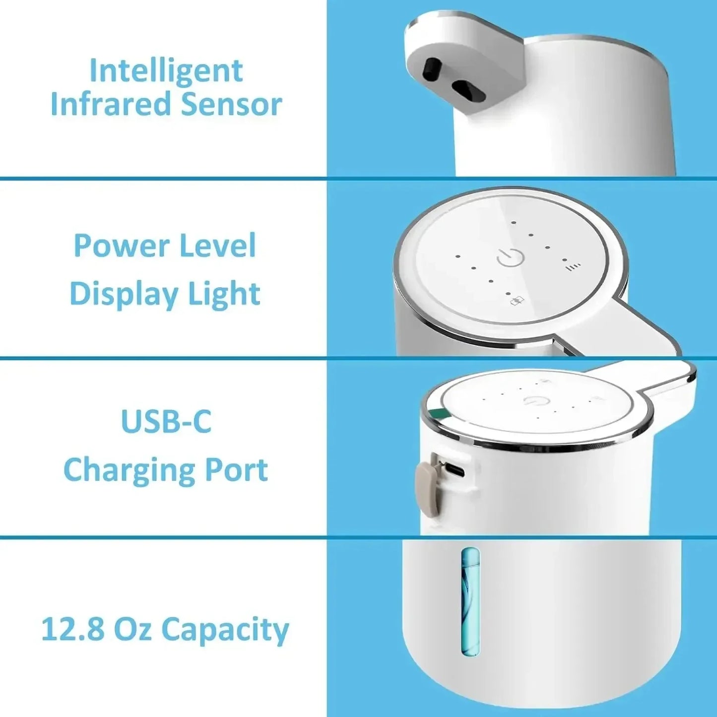Automatic Foam Soap Dispenser — Touchless, USB Rechargeable, 380ml