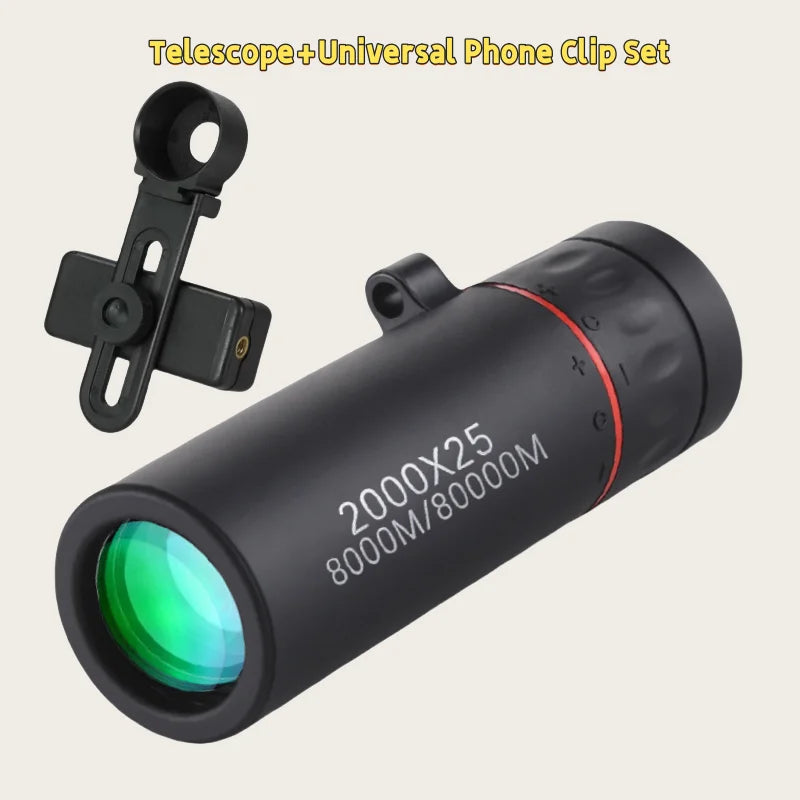 HD Monocular Telescope — 8x Zoom, Phone Holder, Waterproof, Pocket Siz