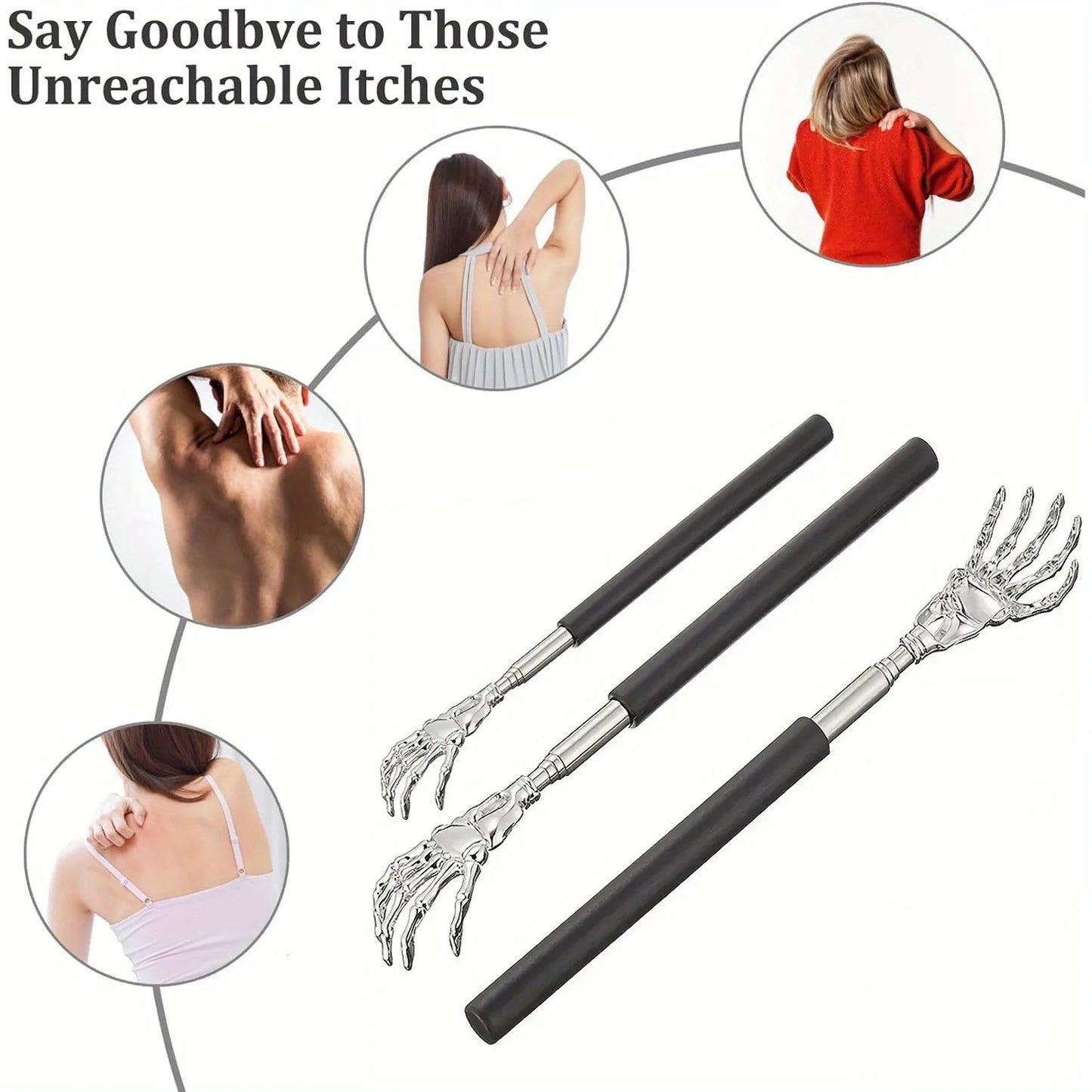 Telescoping Back Scratcher — Extendable Stainless Steel, Humans & Pets