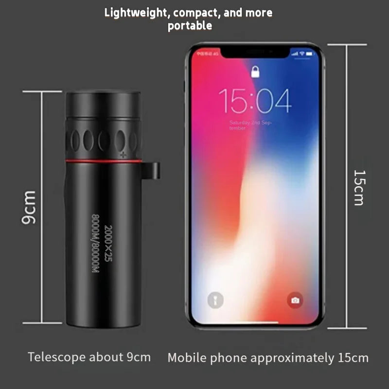 HD Monocular Telescope — 8x Zoom, Phone Holder, Waterproof, Pocket Siz