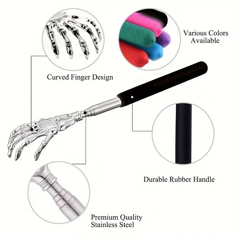 Telescoping Back Scratcher — Extendable Stainless Steel, Humans & Pets