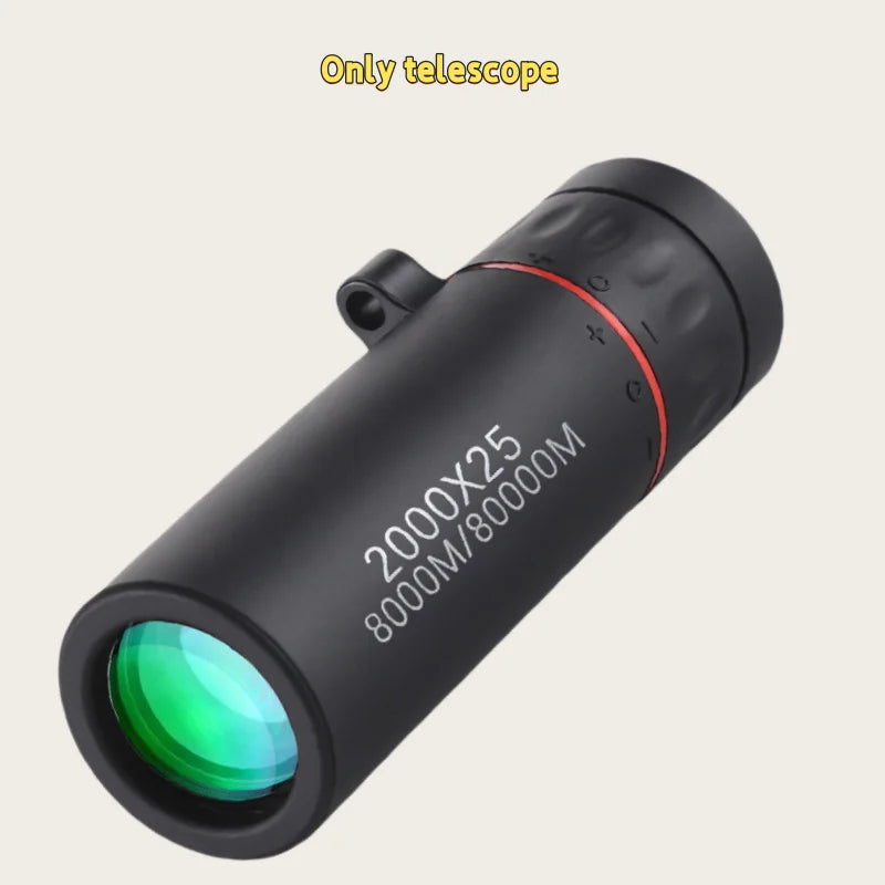 HD Monocular Telescope — 8x Zoom, Phone Holder, Waterproof, Pocket Siz