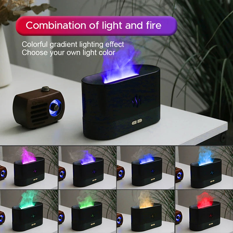 Flame Aroma Diffuser & Humidifier — LED Flame Lamp, Essential Oil, USB