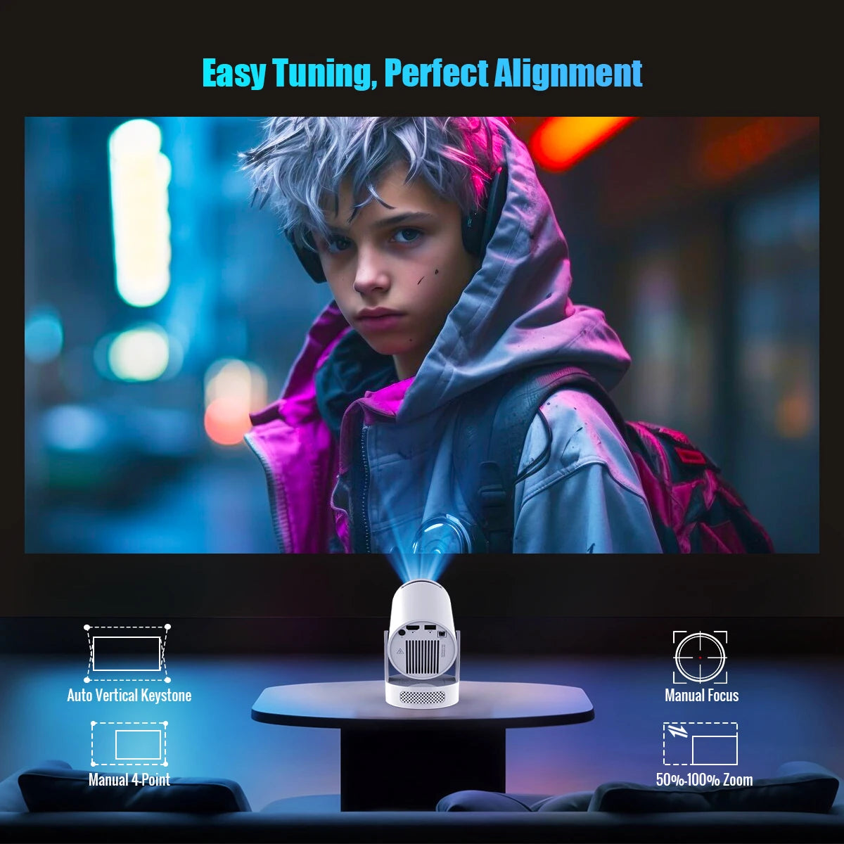 Magcubic HY300 Pro+ Mini Projector — Android 14, WiFi 6, 8000 Lumens, 200 inch