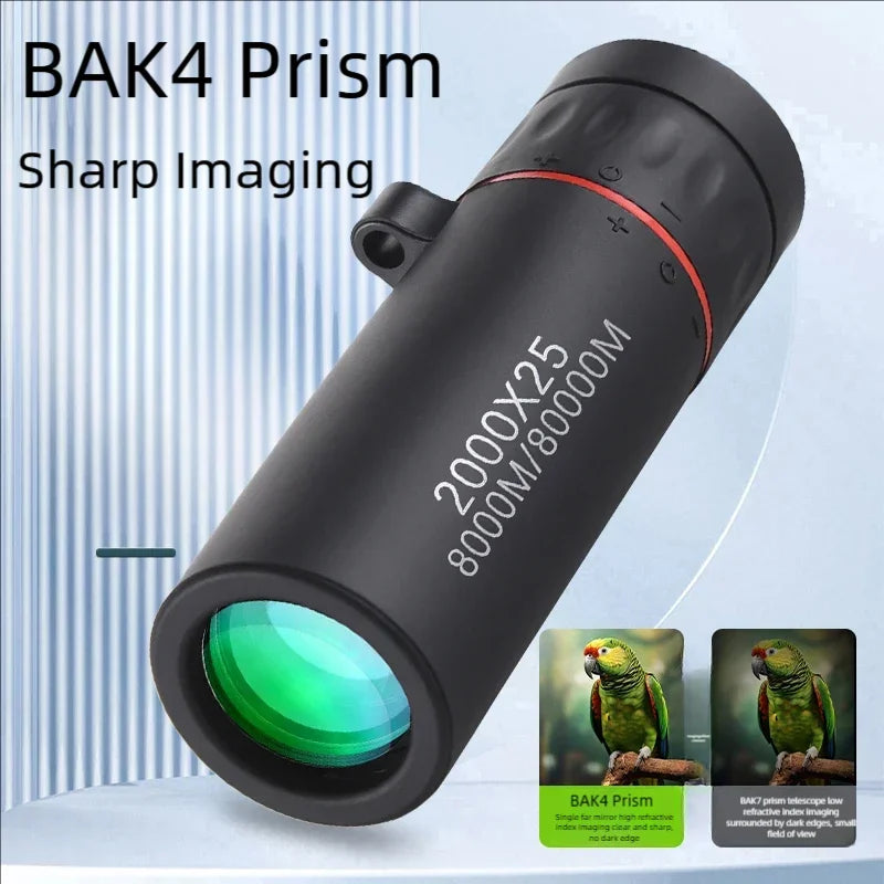 HD Monocular Telescope — 8x Zoom, Phone Holder, Waterproof, Pocket Siz