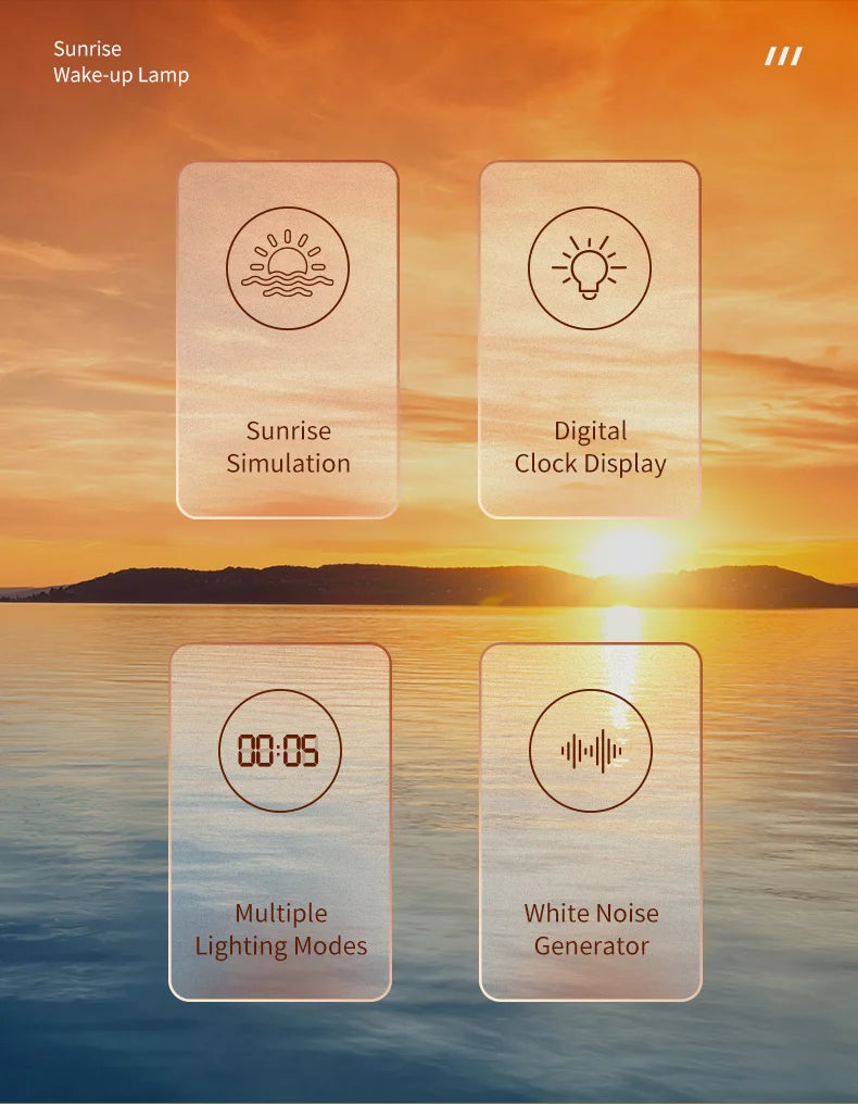 Sunrise Alarm Clock — White Noise, 24 Sounds, Sleep Aid Night Light, Bluetooth