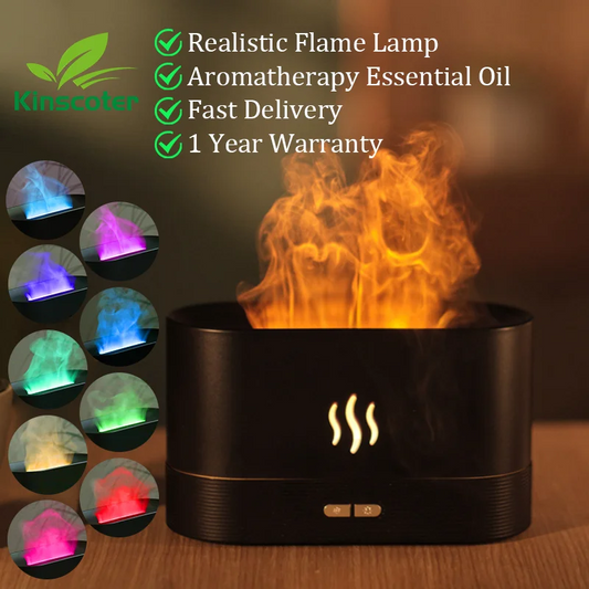Flame Aroma Diffuser & Humidifier — LED Flame Lamp, Essential Oil, USB