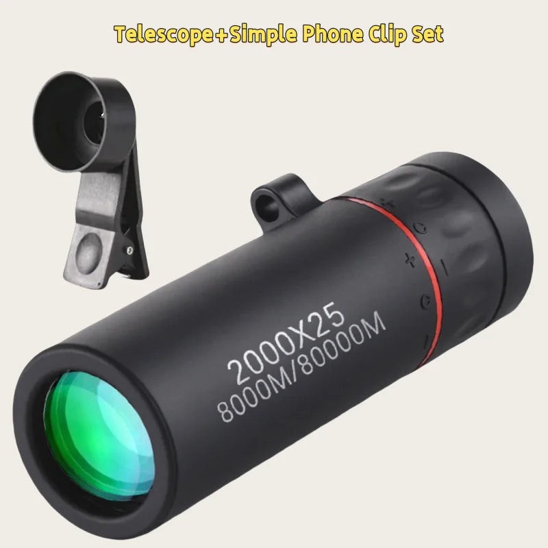HD Monocular Telescope — 8x Zoom, Phone Holder, Waterproof, Pocket Siz