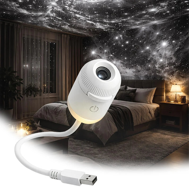 Mini Galaxy Star Projector Night Light — 2-in-1, USB, Kids & Adults