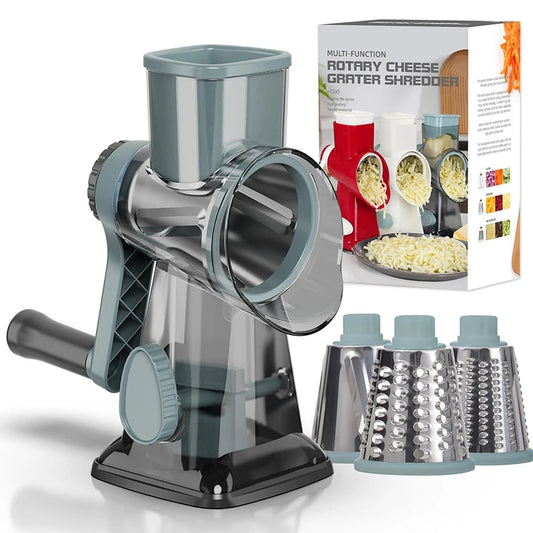 3-in-1 Rotary Cheese Grater — Slice, Shred & Grate in Seconds